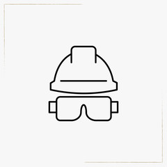 construction helmet with glass line icon