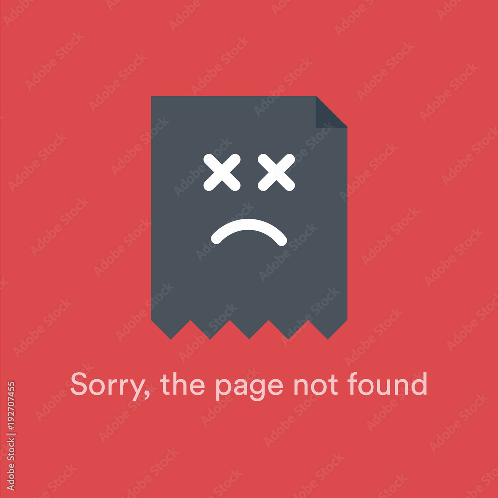 Poster HTTP 404 Not Found error message, Hypertext Transfer Protocol vector illustration, red color standard response code on red background.