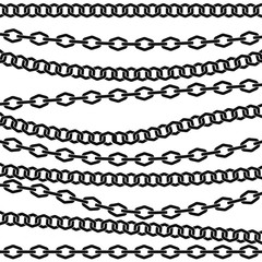 Chain vector pattern. Black silhouette on white background.