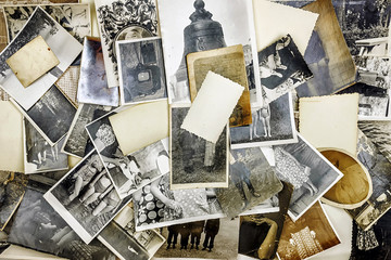 background of old retro photos from a family album - obrazy, fototapety, plakaty