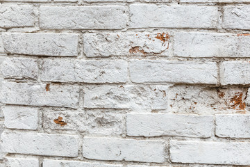 Old white brick wall background close-up