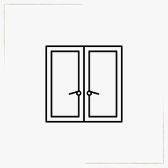 double doors line icon