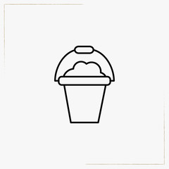 bucket with sand toy line icon