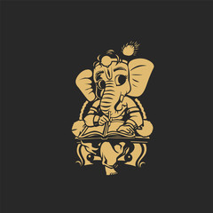 Golden Ganesha vector illustration.