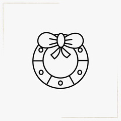 christmas wreath line icon