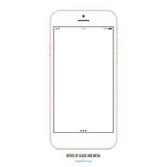 smartphone gold color with blank screen on white background. stock vector illustration eps10