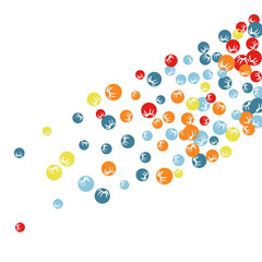 Vector Confetti Background Pattern. Element of design. Colored stylized berries on a black background
