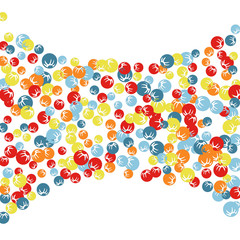Vector Confetti Background Pattern. Element of design. Colored stylized berries on a black background

