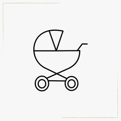 baby carriage line icon