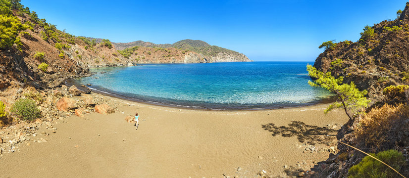 Landscape of the bay and mountains of the Mediterranean sea