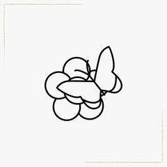 butterfly on flower line icon
