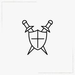 shield and sword line icon