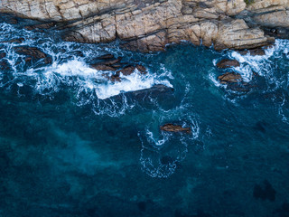 Coastline waves aerial shot