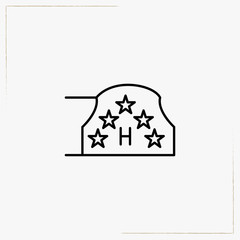 five star hotel sign board line icon