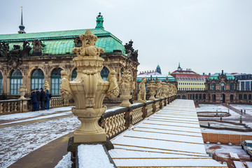 View to the historical buildings of the famous Zwinger palace in Dresden, Germany