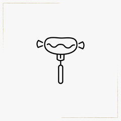 sausage on the fork line icon