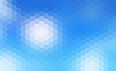 Blue mosaic background, sunny sky hexagonal pattern