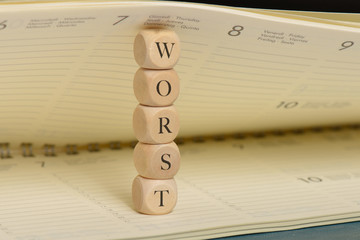 worst word on wooden cubes. worst concept