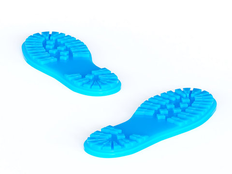 Blue rubber shoe soles.