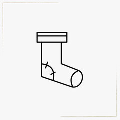 christmas sock line icon