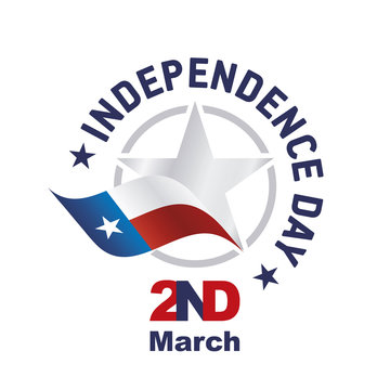 Independence Day TEXAS March 2 flag ribbon logo icon white background