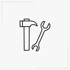 hammer with wrench line icon