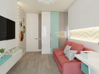 3d visualization. Interior of nursery.