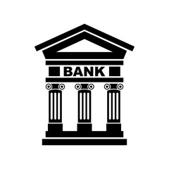 Bank icon with the building facade with three pillars. Vector.