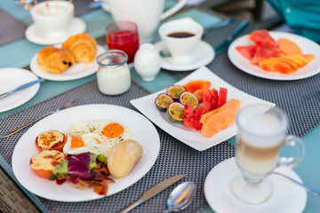 Breakfast with fried eggs