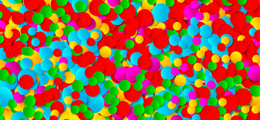 Multicolored festive paper confetti background. Vector illustration for decoration of holidays, postcards, posters, websites, carnivals, birthday parties.