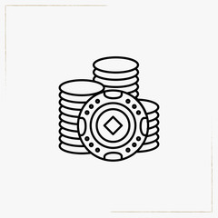 casino chips line icon