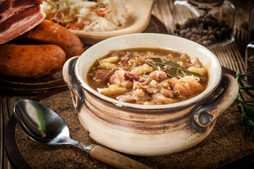Sour cabbage soup.