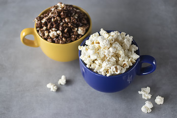 Popcorn on gray background.