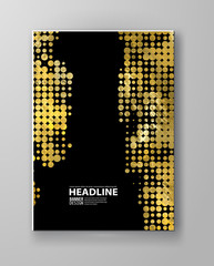 Flyers with patterns in gold and black halftone texture.