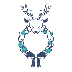 christmas crown wreath with reindeer vector illustration design