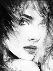 beautiful woman. fashion illustration. watercolor painting