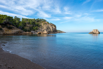 The coast on a blue day in Ibiza