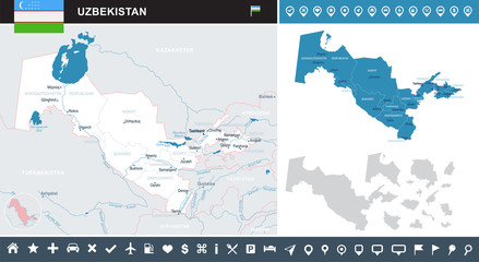 Uzbekistan - infographic map - Detailed Vector Illustration