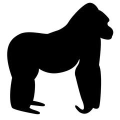 Vector image of a silhouette gorilla on a white background