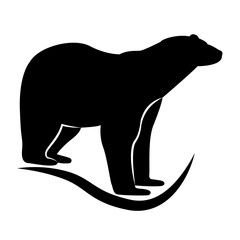 Vector image of a white bear silhouette on a white background