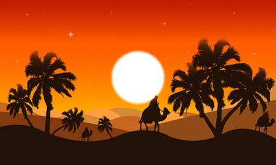 Landscape of the desert at dusk