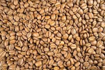 Light roast brown coffee beans. Potential use as a background