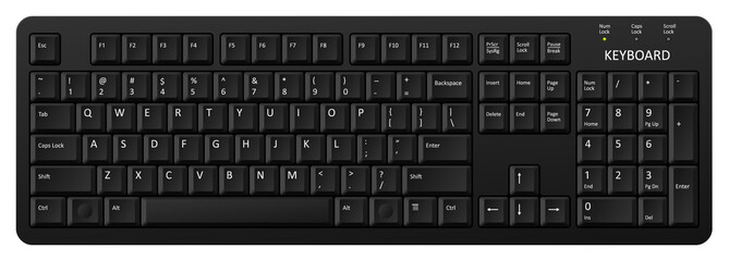 vector black pc keyboard, keyboard is very useful tool for personal computer, it is necessary to write words - obrazy, fototapety, plakaty
