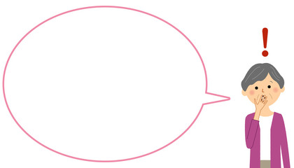 驚くシニア女性　ふきだし