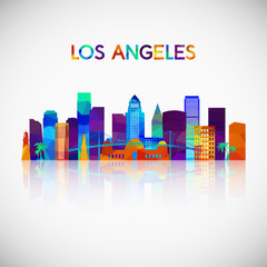 Obraz premium Los Angeles skyline silhouette in colorful geometric style. Symbol for your design. Vector illustration.