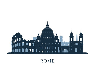 Plakat Rome skyline, monochrome silhouette. Vector illustration.