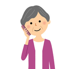 シニア女性　おばあちゃん　スマホ
