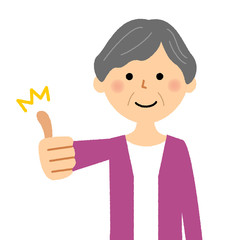 シニア女性　おばあちゃん　サムズアップ