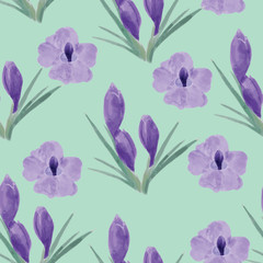 Fototapeta na wymiar Beautiful orchid violet and crocuses flowers illustration