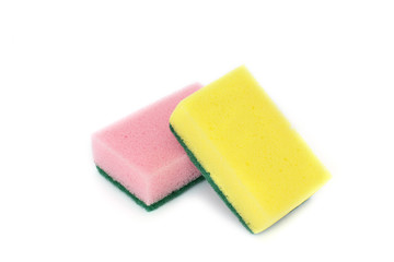 Sponge for washing dishes on white background
